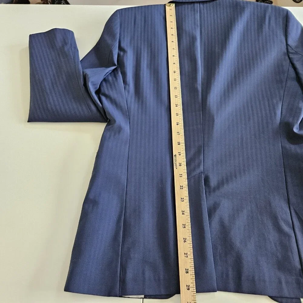 Zara Man Blazer Men US 40 Blue Stripe Wool Blend Lined Single Breasted 2B Vented
